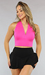 Fuchsia Stretch Top met Strikdetail