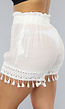 Witte Cover Up Short met Fringe