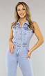 Blauwe Spijkerstof Jumpsuit zonder Mouwen