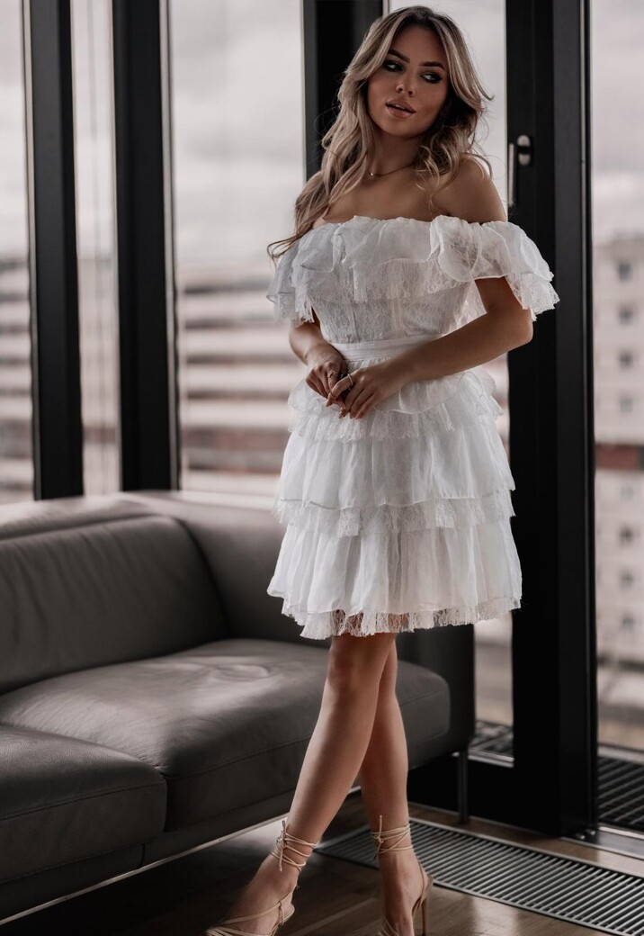 Gelaagde Petticoat Jurk Wit