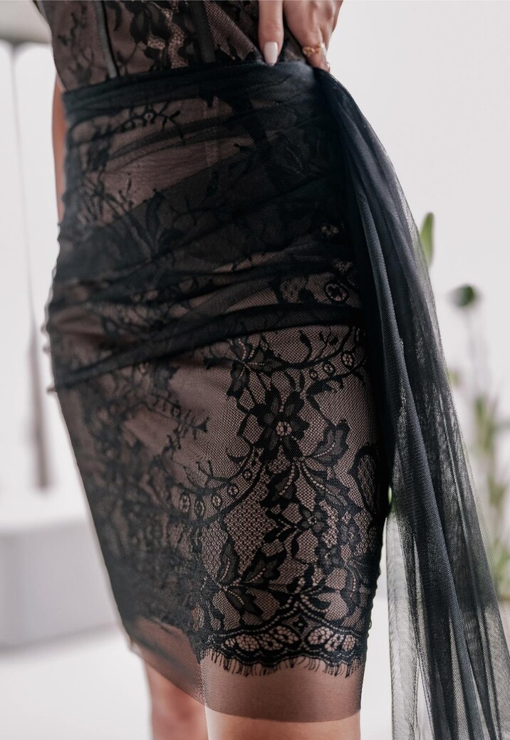 Exclusieve Party Jurk Zwart Kant