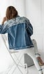 Denim Jacket Deluxe met Parels en Print