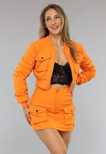 2-Delige Oranje Set met Cargo Zakken