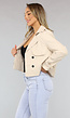 Korte Beige Trenchcoat met Gesp Details