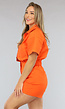 Oranje Playsuit met Zilveren Knopen