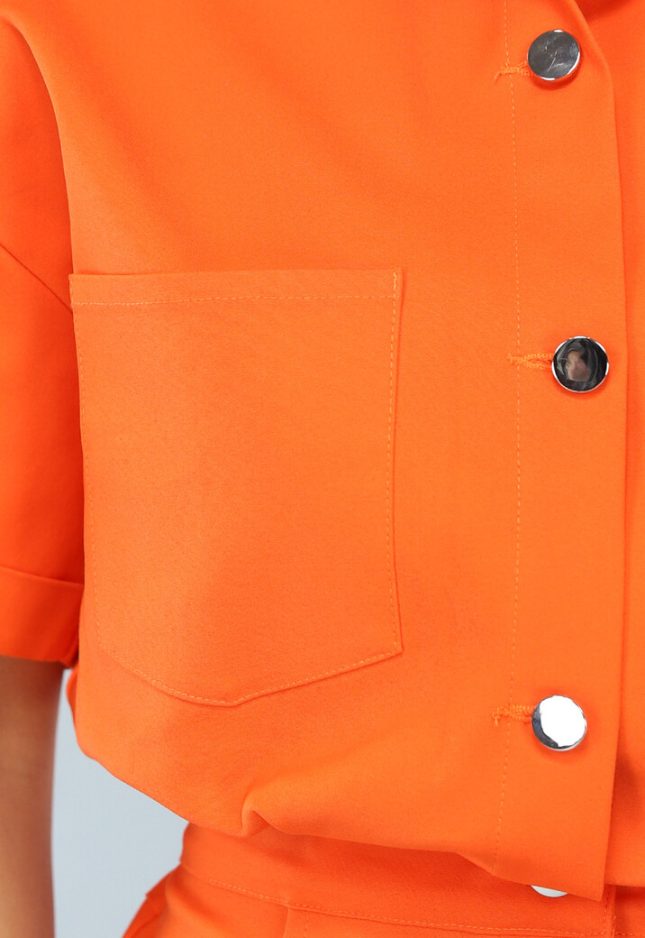 Oranje Playsuit met Zilveren Knopen