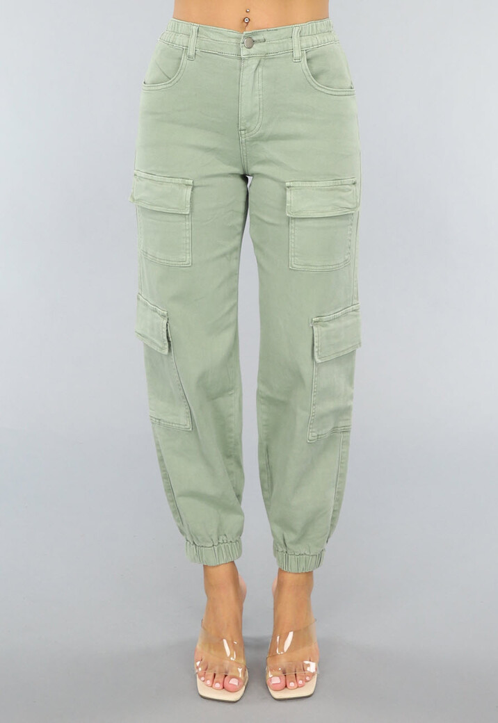 Groene Stretch Carpenter Broek met Zakken