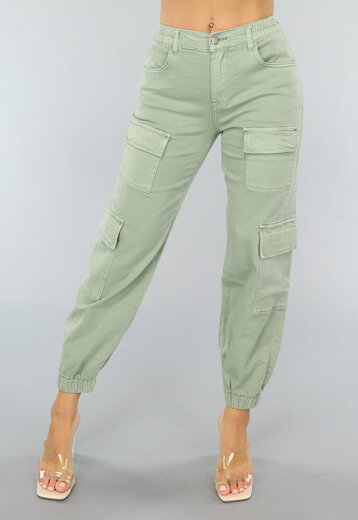 OP=OP! Groene Stretch Carpenter Broek met Zakken