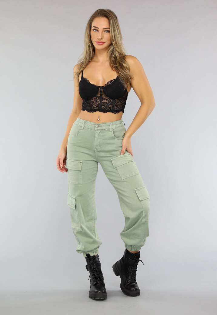 Groene Stretch Carpenter Broek met Zakken