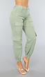 Groene Stretch Carpenter Broek met Zakken