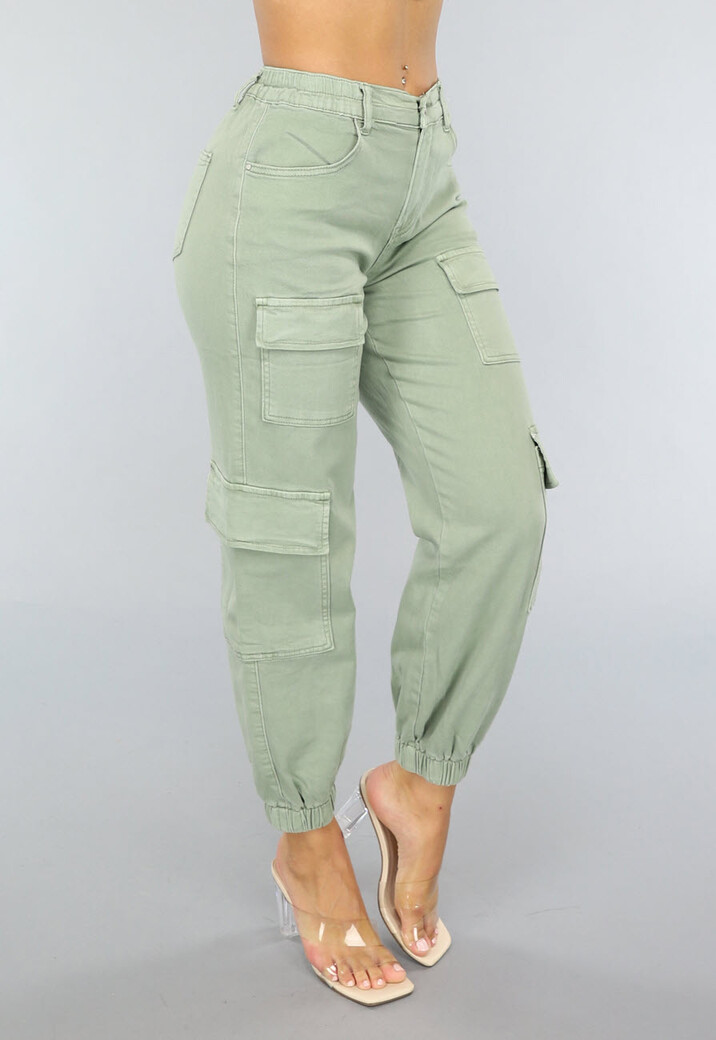 Groene Stretch Carpenter Broek met Zakken