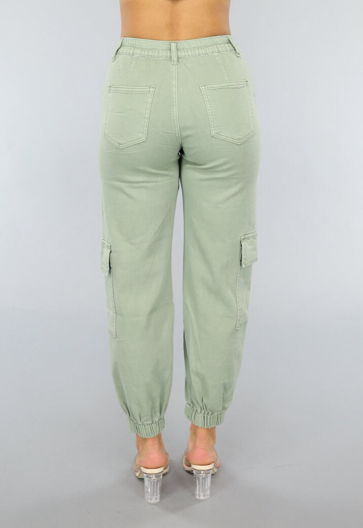 Groene Stretch Carpenter Broek met Zakken