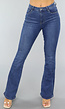 Flared Jeans met Hoge Taille in Donkerblauw