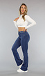 Flared Jeans met Hoge Taille in Donkerblauw