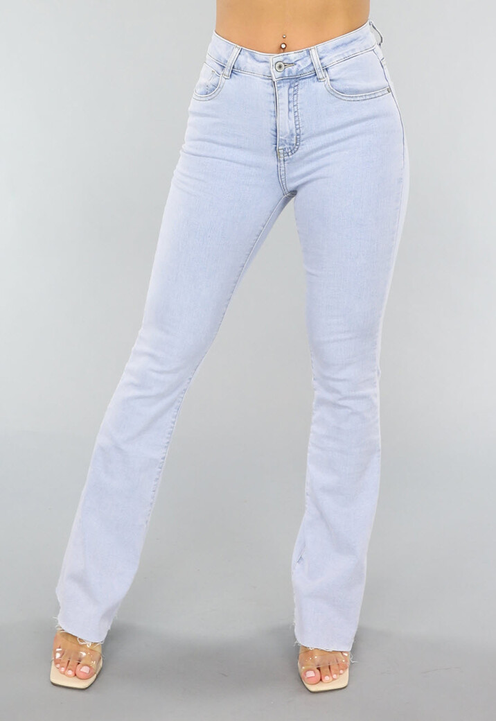 Flared Jeans met Rafels in Blauw