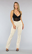 Flared Jeans met Rafels in Beige