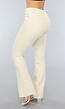 Flared Jeans met Rafels in Beige