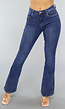 Donkerblauwe Mid Waist Flair Jeans