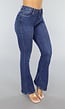 Donkerblauwe Mid Waist Flair Jeans