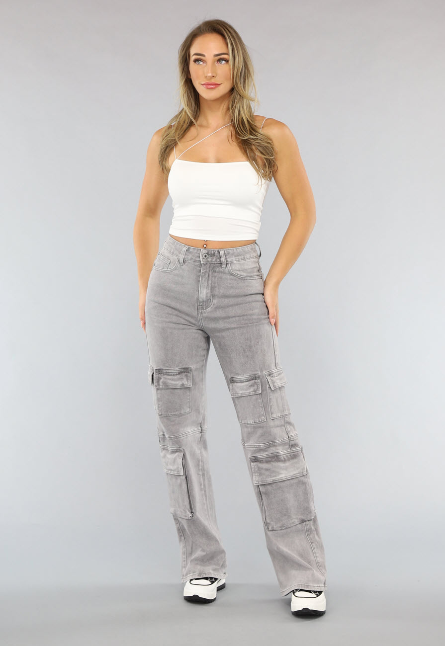Ba&sh High waist broek met halve rits en opgestikte zakken • Wit • de