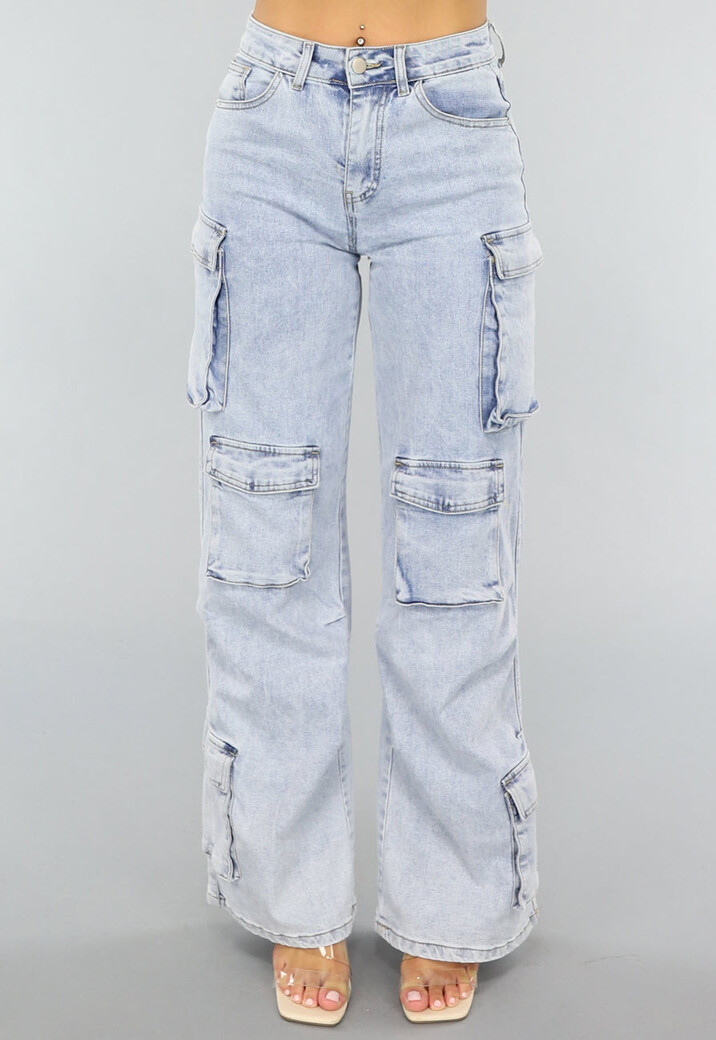 Blauwe Wide Leg Carpenter Broek