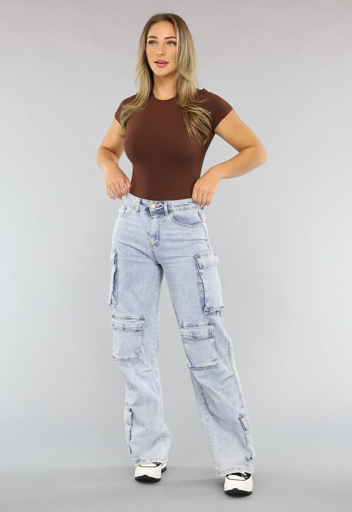 Blauwe Wide Leg Carpenter Broek