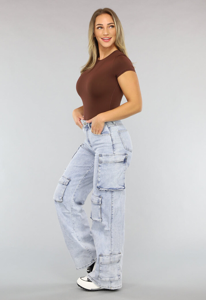 Blauwe Wide Leg Carpenter Broek