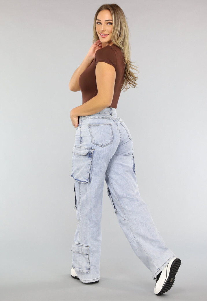 Blauwe Wide Leg Carpenter Broek