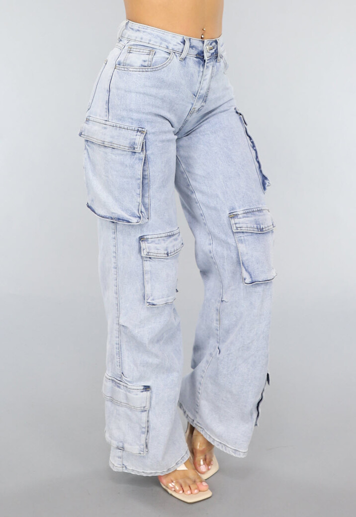 Blauwe Wide Leg Carpenter Broek