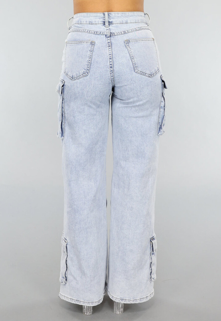 Blauwe Wide Leg Carpenter Broek