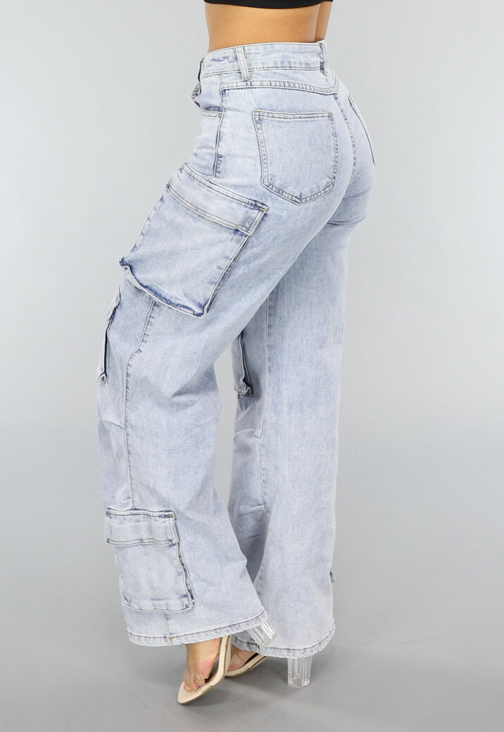 Blauwe Wide Leg Carpenter Broek
