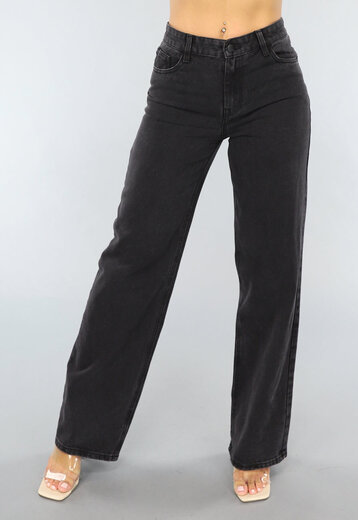 NEW0304 Antraciet Light Washed Mom Jeans