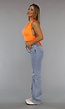 Neon Oranje Halter Top met Strikdetail