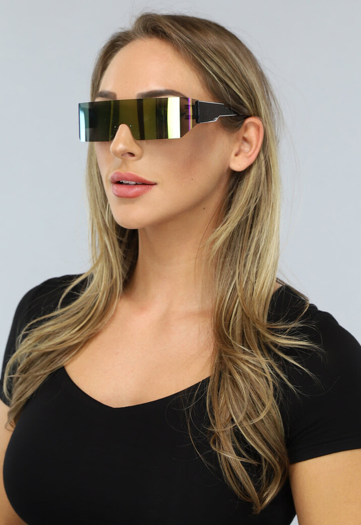 Zwarte Rave Bril met Spiegelglas