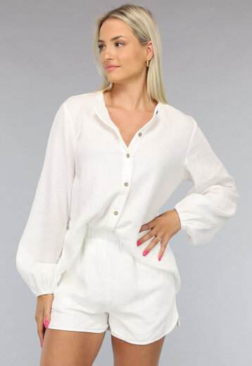 NEW0304 Witte Mousseline Two Piece met Blouse