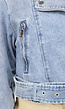 Kort Blauw Jeans Jasje met Omgeslagen Kraag