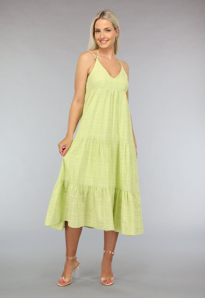 OP OP.AV.04 Appelgroene Bohemian Loose Fit Jurk