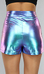 Holografisch Turquoise Split Skort