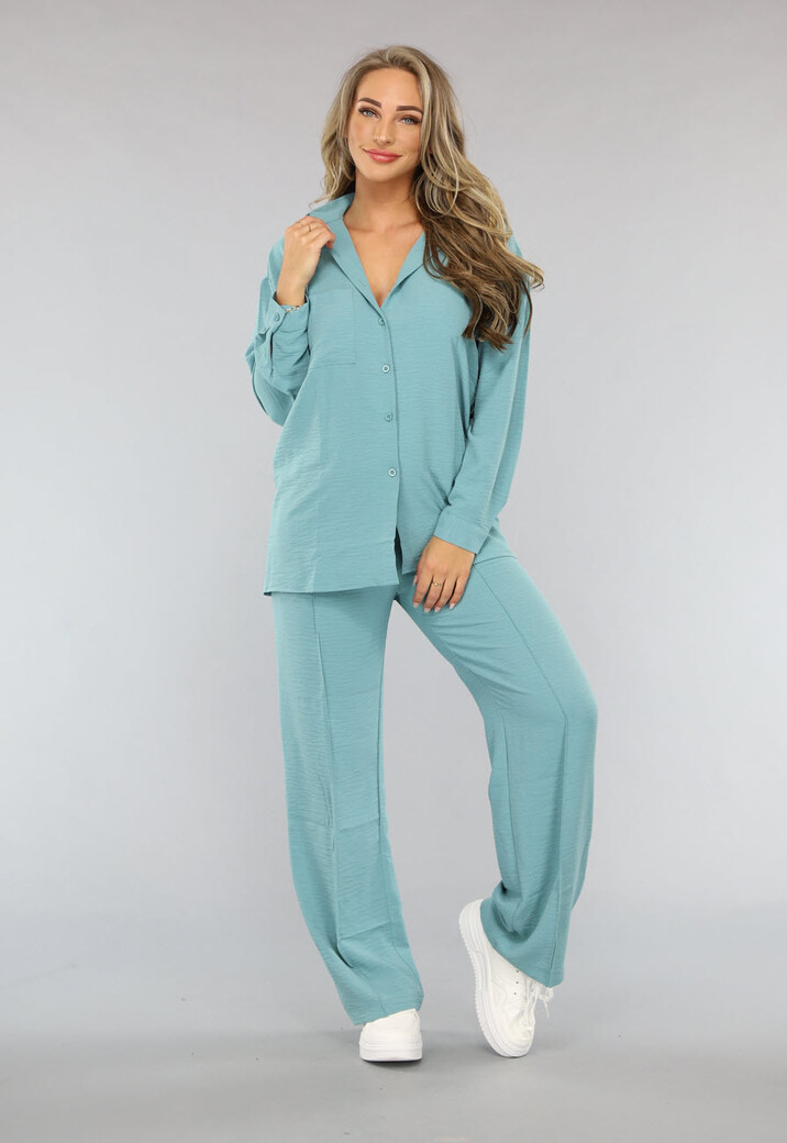 Elastische Turquoise Two Piece