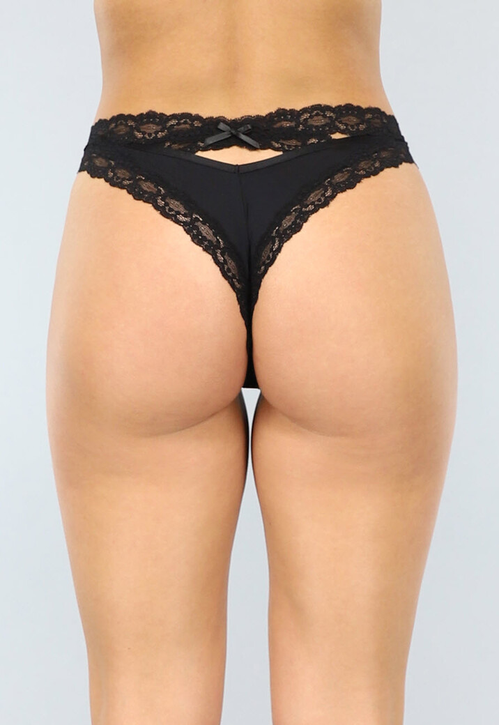 Zwarte Brazilian Slip met Kanten Rand