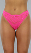 Neon Roze Kanten String met Glitter Details