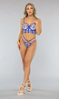 Blauwe Geborduurde Lingerie Set