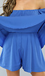 Blauwe Ruffle Playsuit met Pofmouwen en Strikdetail