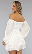 Witte Flowy Playsuit met Strikdetail