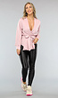 Satin Blouse met Tailleband in Babyroze