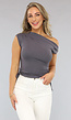 Asymmetrische Antraciet Top met Strikdetail