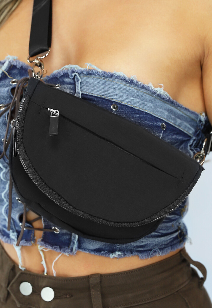 Vouwbare Zwarte Fanny Bag