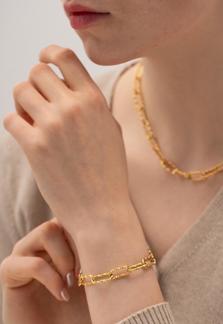 Gouden Stainless Steel Schakel Armband