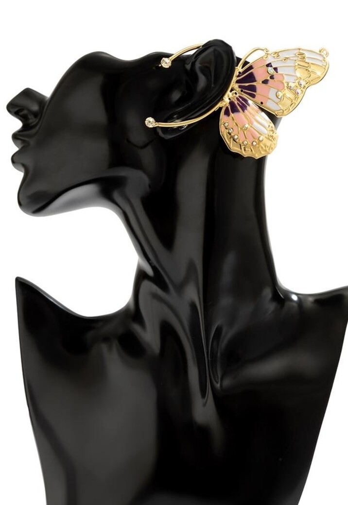 Earcuff met Roze Vlinder Ontwerp