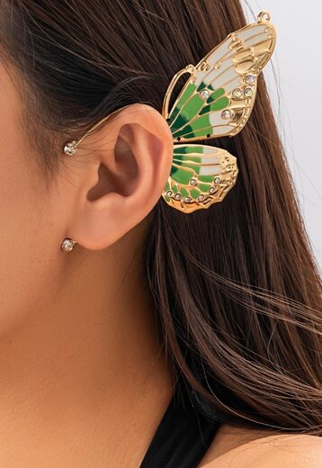 NEW1704 Earcuff met Groen Vlinder Ontwerp